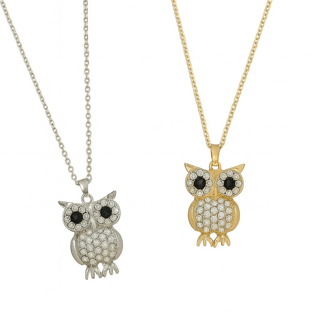 Twilight Charm Owl Pendant Necklace – Silver or Gold